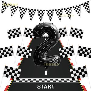Novelty Games Noir Numéro 2 Balloon Racing Party Supplies 2e anniversaire Kit Two Fast Party Favors Decor 6.5ft Long Racetrack Floor Running Mat 230625