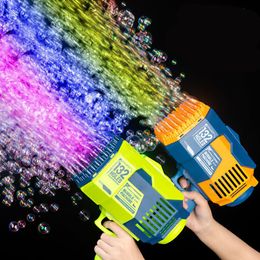 Nouveauté Jeux Bubble Gun Rocket 132 Trous Bulles De Savon Machine Gun Forme Souffleur Automatique Avec Jouets Légers Pour Enfants Pomperos Cadeau De Fête Des Enfants 230706