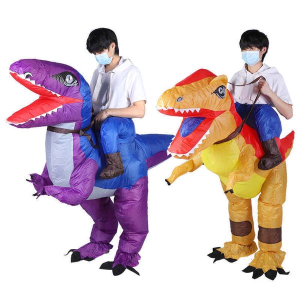 Juegos novedosos traje inflable de dinosaurio de dibujos animados para adultos chico con soplador de aire festivales de Halloween decoración de fiesta Cosplay 230713