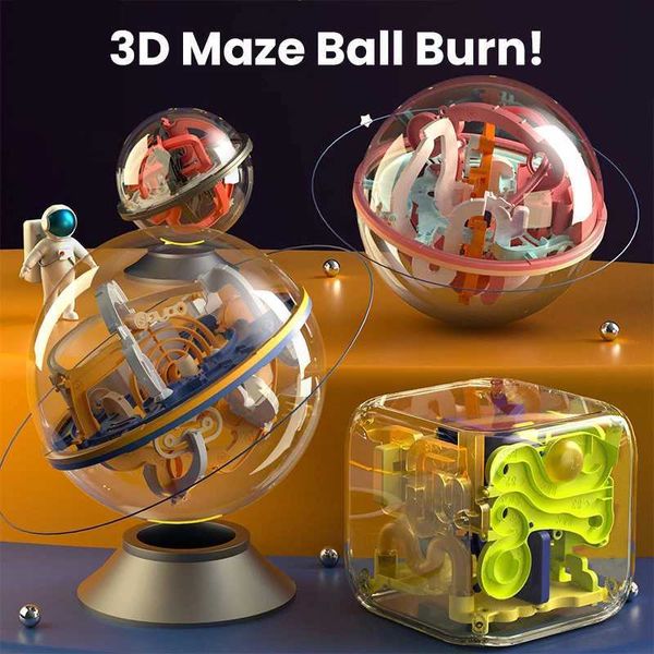 Jeux de nouveauté pour enfants Transparent 3D Maze Ball Apprentissage éducation Toy Développement intellectuel Magic perping Rolling Ball Kids Toys Gift T240428