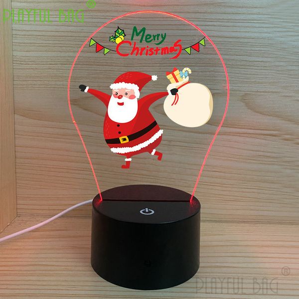 Nouveauté Jeux Noël 3D petite veilleuse colorée tactile télécommande LED lampe de table cadeau de vacances décoration lumineuse adulte jouet vd36 230617