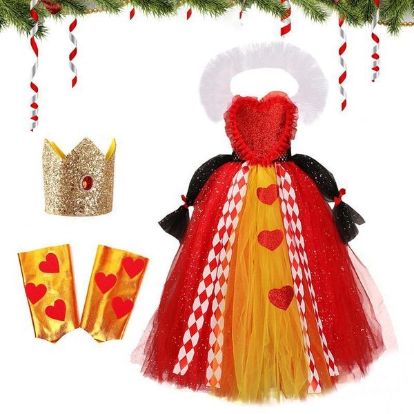 Nouveauté Jeux Cosplay Costume Pour Enfants Reine Des Coeurs Costume Filles Halloween Fantaisie Robes De Fête De Vacances Cosplay Tenue De Fête Pour Les Filles 230625