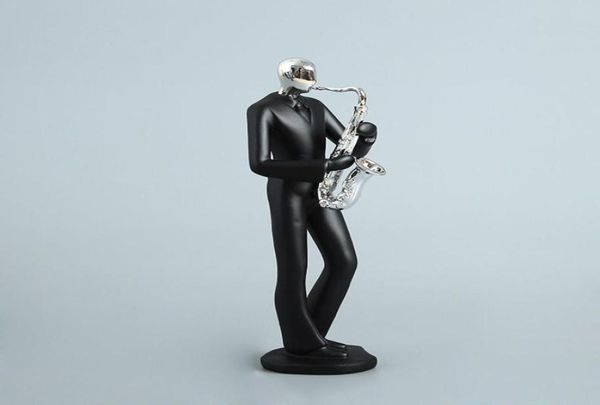 Novedad Juegos Manualidades Escultura abstracta moderna banda de música Jugador de saxofón figura modelo Estatua Arte Tallado Estatuilla de resina Hogar Dec8234028