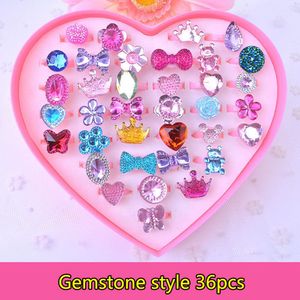 Nieuwheid Games Leuke cartoon ringen kinderen meisjes ring doen alsof spelen make -up speelgoed kristal sieraden legering dierenglazuur ring 1277