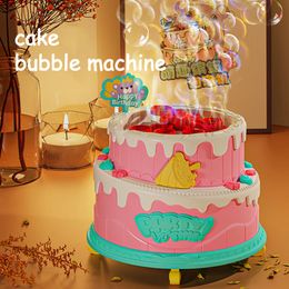 Nieuwheid Games Electric Children Cake Bubble Machine speelgoed Flashing Music Automatic Girl Toys Birthday Gift 230816