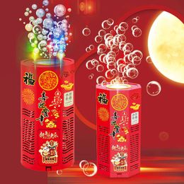 Nieuwheid Games Elektrisch vuurwerk Bubble Blower -machine Portable Automatic Maker Toys With Music Light for Activiteiten Festival Jaar 230105