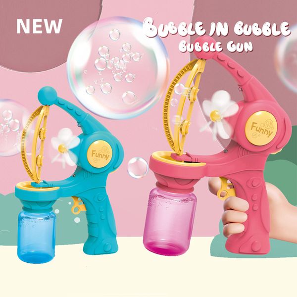 Jeux de nouveauté Fan Bubbles Maker Machine Blower Big Bubble Gun Enfants Machines à bulles automatiques Cartoon Bulles de savon Jouet de plein air Cadeau 230609