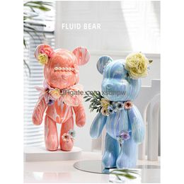 Jeux de nouveauté Fluid Bear Set Handmade DIY Iti Bearbrick Statue Peinture Violente Scpture Manuel Parent-Enfant Jouets Décor À La Maison Drop Del Dhdp8