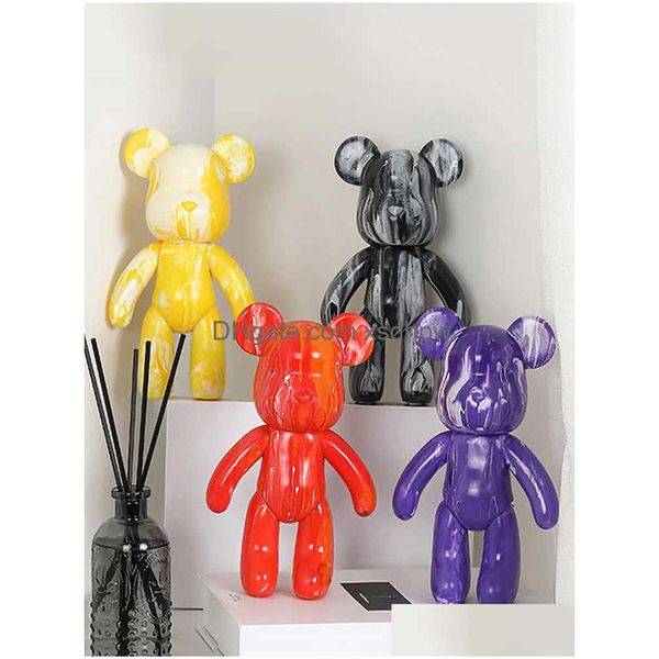 Jeux de nouveauté Fluid Bear Set Handmade DIY Iti Bearbrick Statue Manuel Parent-Enfant Jouets Peinture Violente Scpture Décor À La Maison Drop Del Dhsgx