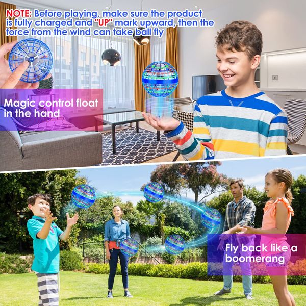 Juegos novedosos Flying Orb Ball Toys Hover Boomerang Spinner Seguro para niños de 6 años Niños Niñas Controlador mágico Mini Drone Balls Wi Amo34