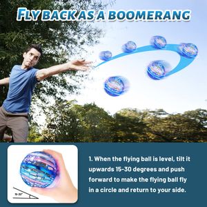 Juegos de novedad Flying Orb Toy Cool Magic Controller Mini Drone Ball Toys Globe Shape Spinner Hover Luces LED 360 ° Espacio giratorio para K Amrzt