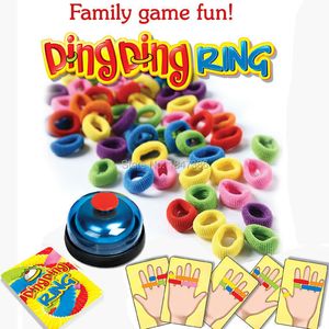Nieuwheid Games Funny Challenge Ring Ding Toy Family Party Geweldige praktische gadgets voor 2-6 spelers met 24 Picture Cards 60 Hair 1 Bell 221014