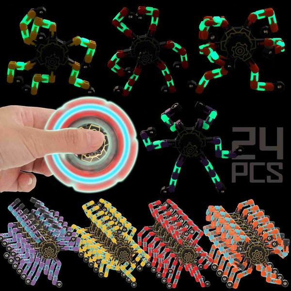 Juegos de novedad Sensor Funnor Fun Fidget Jugues Glow in the Dark Transformable Finger Toy Deformación Robot Robot Mechanical Q240418