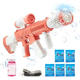 Jeux de nouveauté Gatling Machine à bulles rechargeable Lumière LED Ambiance de fête en plein air Jouet Cadeau d'anniversaire pour enfants 230625