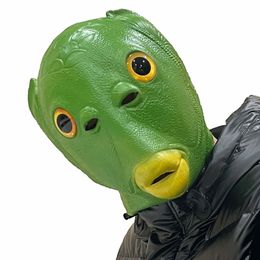 Nouveauté Jeux Vert Poisson Masque Drôle Latex Animal Visage pour Halloween Mascarade Costume De Fête Déguisement Cosplay Banquet Fantaisie Chapeau 230721