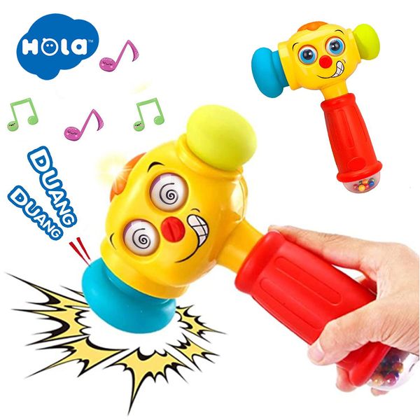 Nouveauté Jeux HOLA Bébé Garçon Jouets Léger Musical Marteau Jouet pour 12 à 18 Mois Jusqu'à Drôle Changeable Yeux 230605