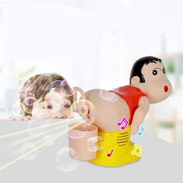 Nieuwheid Games Kids Electric Soap Bubble Blower Fart Blowing Machine Light Music Funny Joke Toy FullyAutomatic Water Toys 230816