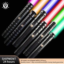 Novelty Games LGT Sabre Nwe Lightsaber Black Heavy Dueling 13 RGB Colors Change FOC Bladed Size 56 CM Cosplay Kids Toys Jedi Laser Sword Gifts 230619