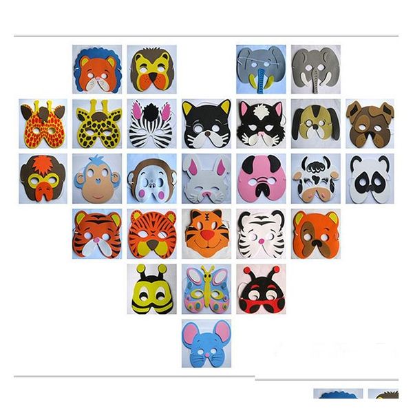 Jeux de nouveauté Masque Jouet Fête d'anniversaire Fournitures Eva Mousse Masques d'animaux Dessin animé Enfants Partys Dress Up Costume Zoo Jungle Décoration Drop D Dhc4D