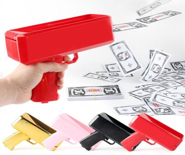 Nouveauté jeux argent argent papier jouant à faire de la pluie pistolet pistolet à main le coffre de caisse faux billet de facturé.