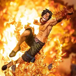 Nouveauté Jeux Nouveau Anime One Piece Flamme Effet Série Chiffres Pvc Luffy Sanji Ace Statue Ornement Cadeau D'anniversaire Pour Enfants Figurines