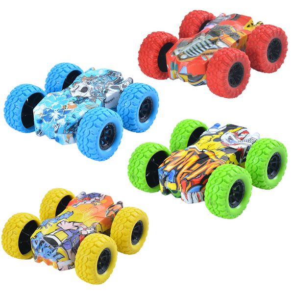 Juegos novedosos Recién llegado 4WD Vehículo todoterreno Doble cara Stunt Graffiti Coche Niños Juguetes Inercia Fricción Coches Diecast Model Cars