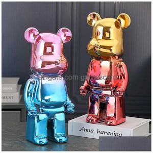 Nieuwe spellen Nieuwe spellen Plating Bearbricklys 400% Standbeeld Geweld Beer Scpture Ornamenten Decoratieve beeldjes Woonkamer Home December Dhylf