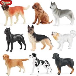 Jeux de nouveauté Oenux Animaux de chien Modèle Husky Shepher allemand Rottweiler Saint Bernard Action figure Puppy Figurines PVC Collection Toy Kid Gift Y240521