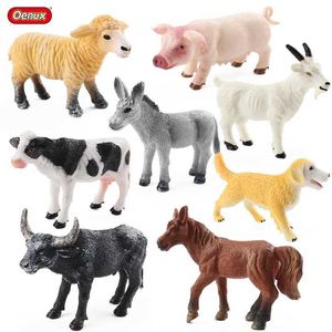 Nieuwheid Games Oenux Farm Model Simulatie Horse koe geit ezel varken honden actie figuren pluimvee dieren figurine educatie mooie kinderen speelgoedcadeau y240521