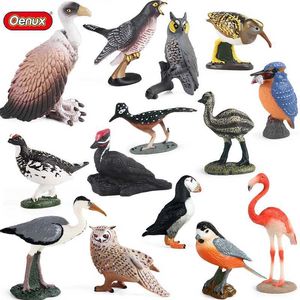 Nieuwheid Games Oenux Forest Bird Animals Wild Ostrich Magpie Owl Crow Flamingos Figurines Actie Figuur PVC Garden Decoratie Miniatuur Kid speelgoed Y240521