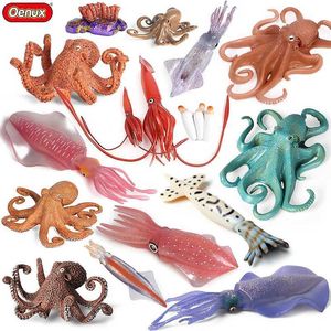 Nieuwheid Games Oenux Marine weekdiermodel Simulatie SQUID Octopus Groeicyclus Actie Figuur Sealife Dieren Onderwijscollectie Kinderen speelgoed Y240521