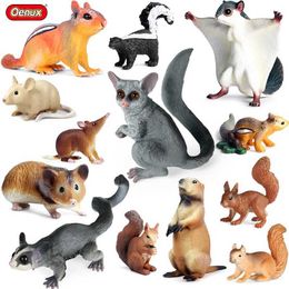 Jeux de nouveauté Oenux Simulation Muroid sauvage Animal Squirre Mouse Sugar Glider Lmarmot Rat Chinchilla Modèle Action Figures Lovely Pvc Kids Toy Y240521
