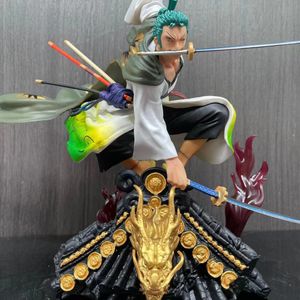 Jeux de nouveauté One Piece 33cm Gk Roronoa Zoro Combat à trois couteaux Anime Action Figure Figma Statue Collection Fidget Modèle Jouets Poupée Cadeaux