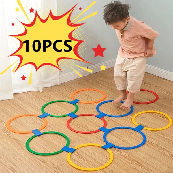 Nouveauté Jeux En Plein Air Enfants Entraînement Physique Drôle Sport Jouets Lattice Jump Ring Set Jeu 10 Cerceaux Connecteurs pour Park Play Garçons Filles 230719