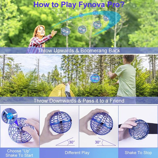 Juegos de novedad Juguetes al aire libre con forma de orbe infinito Controlador mágico Juguete volador Spinner 360 ° Luces LED giratorias giratorias para niños Adts Amfsf