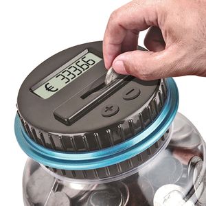 Nouveauté Jeux Tirelire Tirelire Bocal 1.5L 1.8L ATM Compteur Électronique Numérique LCD Comptage Pièce D'économie D'argent Boîte De Stockage De Pièces De Monnaie Bocal 230803