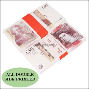 Nieuwe spellen Speel papier Bedrukt geld Speelgoed UK Pounds Gbp Brits 50 Herdenkingssteun Speelgoed voor kinderen Kerstcadeaus of videofilm D Hhhf8VHSD