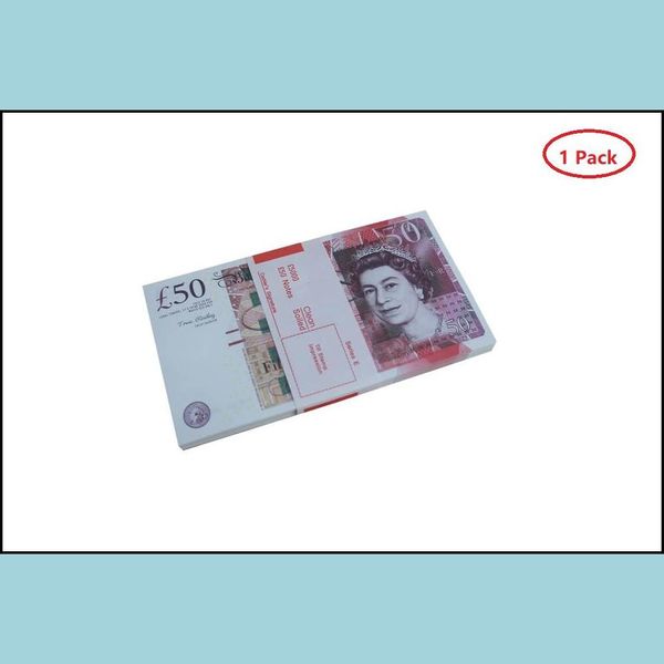 Jeux de nouveauté Prop Jeu Argent Copie Livres britanniques GBP 100 50 Notes Extra Bank Strap Films Jouer Faux Casino Po Booth Drop Livraison Jouets Gi DhbezOIYB