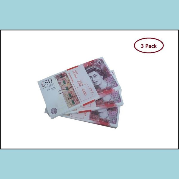 Jeux de nouveauté Prop Jeu Argent Copie Livres britanniques GBP 100 50 Notes Extra Bank Strap Films Jouer Faux Casino Po Booth Drop Livraison Jouets Gi DhbezHDB2