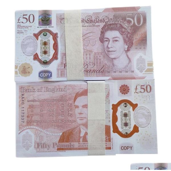 Jeux de nouveauté Prop Money Copie Billet de banque Faux Jouets UK Livres GBP British10 20 50 Eur Billet commémoratif Faux Billet Notes Jouet F Dhci5