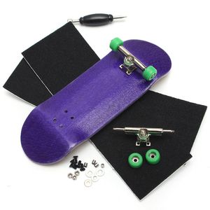 Novelty Games Purple Wooden Finger Skateboards Professional Finger Skate Board Wood Fingerboard with Bearings Wheel Foam Screwdriver 230710