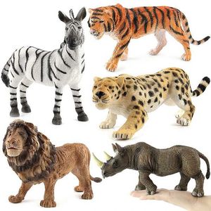 Jeux de nouveauté des animaux sauvages simulés réalistes Big Hollow Model Leopard Tiger Lion Elephant Zebra Collection Toys for Children Cadeaux d'anniversaire Y240521