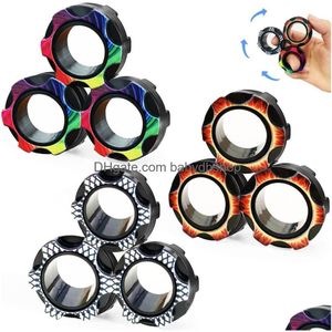 Nieuwheidspellen verlicht speelgoeddecompressie Reducer Ring Magnetic AMQSD -speelgoed Fidget voor D Finger Rings Autisme Angst Color2 Training T DH5ZS