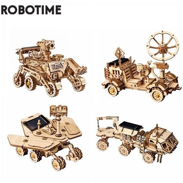 Jeux de fantaisie Robotime Puzzle 3D 4 types de jouets en bois mobiles Space Hunting Kits de construction d'énergie solaire Cadeau pour enfants adolescents adultes LS402 220930