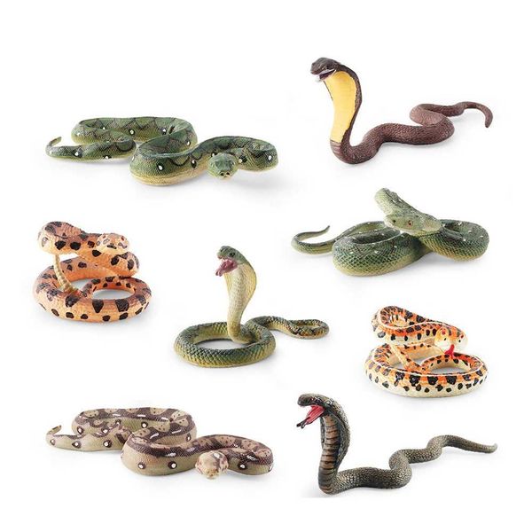 Jeux de nouveauté Simulated Wild Animal Figurines Modèle de serpent Figures d'action Plastic Miniature Cobra RattlesNake Collection éducation Toy pour les enfants Y240521