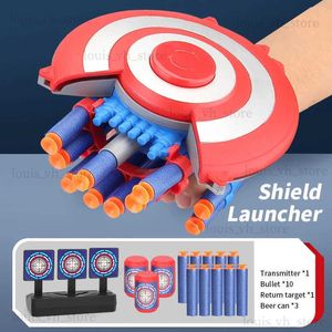 Jeux de la nouveauté Soft Bullets Lancener Children Children Deformation Toy Launcher Shield Shoting Toy Safety Battle Sucker Toy Gun T240309