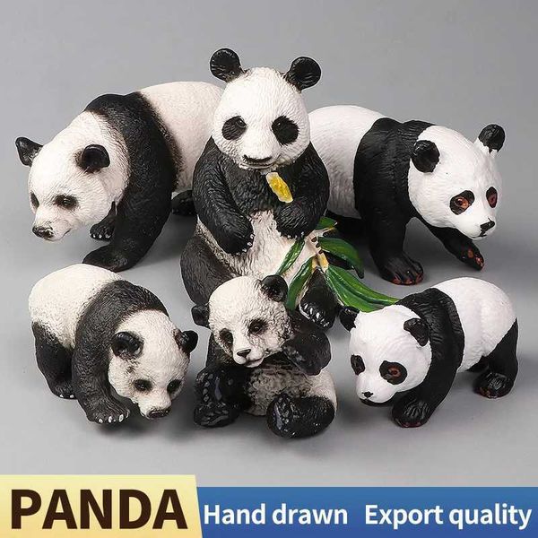 Jeux de nouveauté Solid Simulation Panda Set Wild Animal Model Collection cognitive Toys Education Gift for Children Kids Animal Plastic Figures Y240521