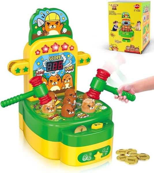Jeux de nouveauté Whack Game Mole Toy Mini jeu d'arcade électronique avec 2 marteaux Pounding Toys Toddler Toys Developmental Interactive Toy 230311