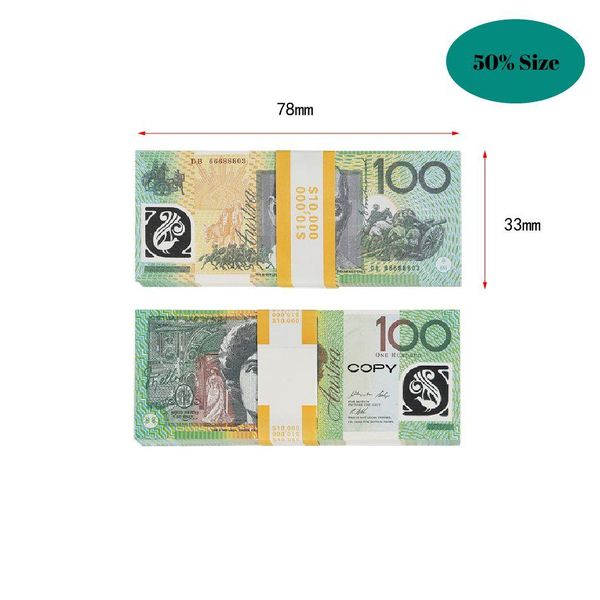 Juegos novedosos Venta al por mayor Juego de utilería de alta calidad Dólar australiano 5/10/20/50/100 Aud Billetes Copia de papel Dinero falso Accesorios de película Drop Dhodf