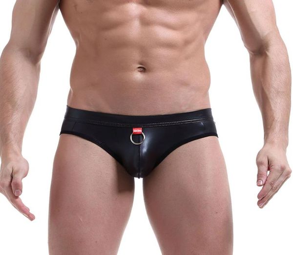 Nouveauté gay bikini sous-vêtements noir fausse cuir men rassas